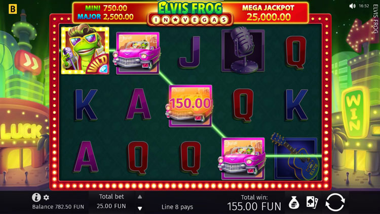 Elvis Frog in Vegas slot machine gameplay